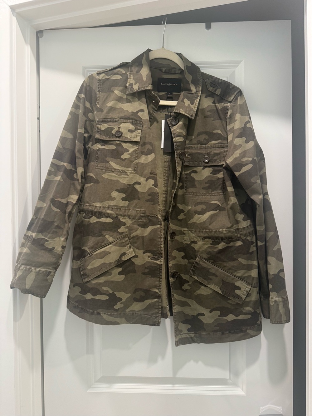 Banana Republic Camouflage Button-Up Jacket in Olive and Tan